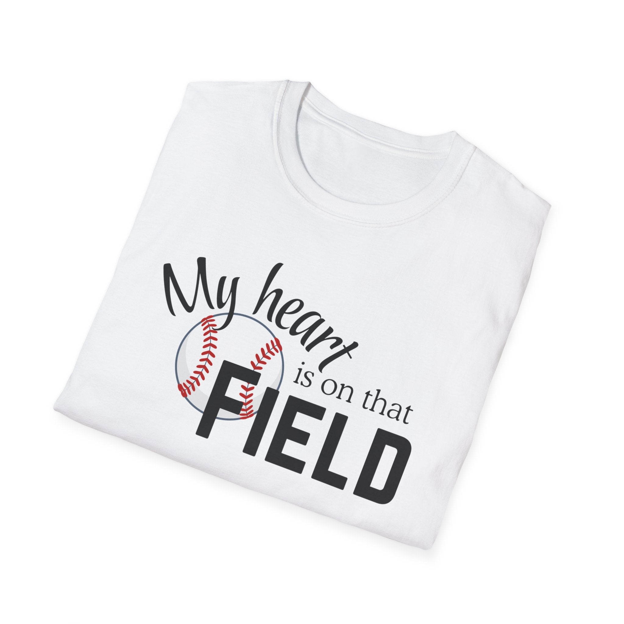 Baseball Tee – “My Heart Is On That Field” Graphic T-Shirt