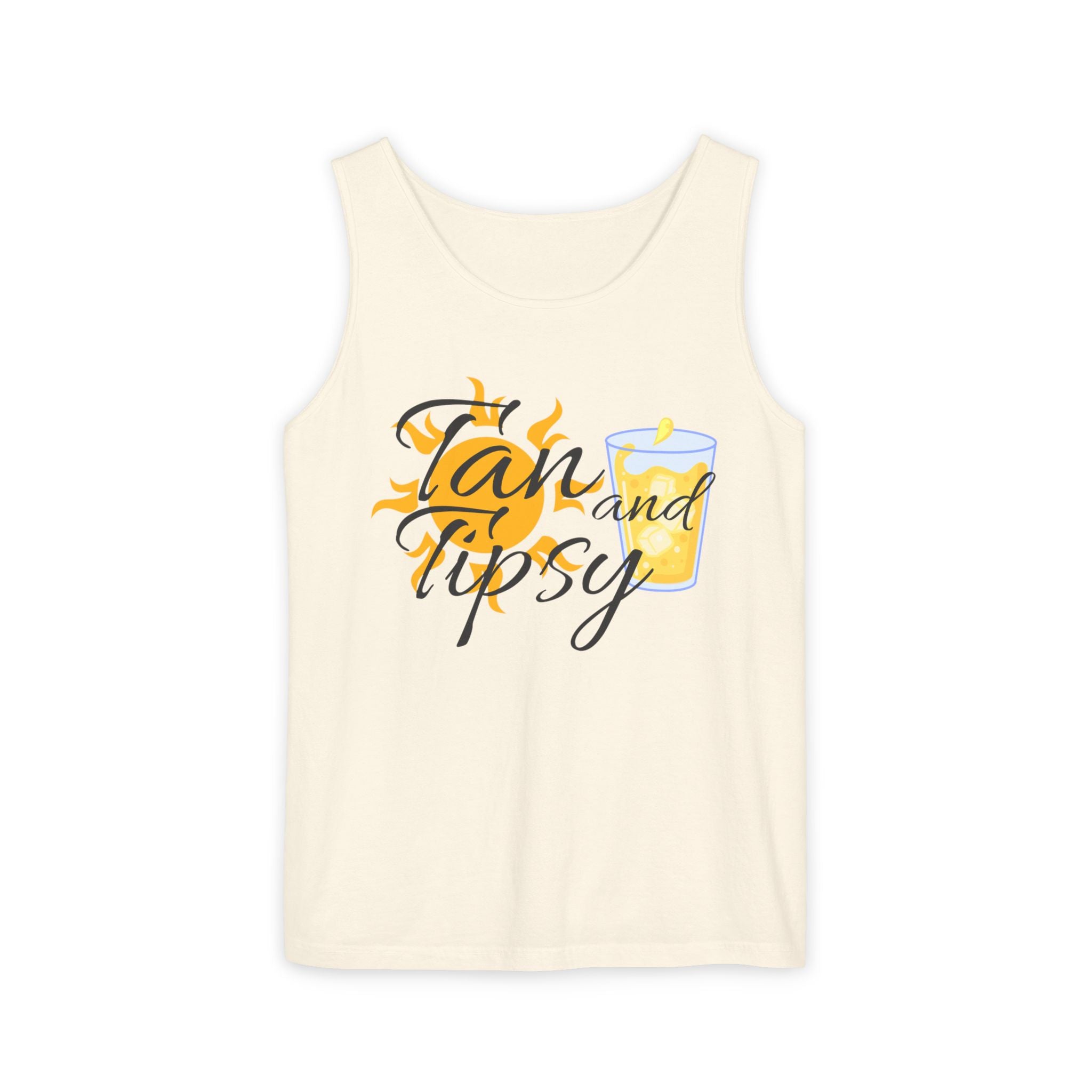 Tan and Tipsy Tank Top — Funny Beach Vacation Drink Shirt