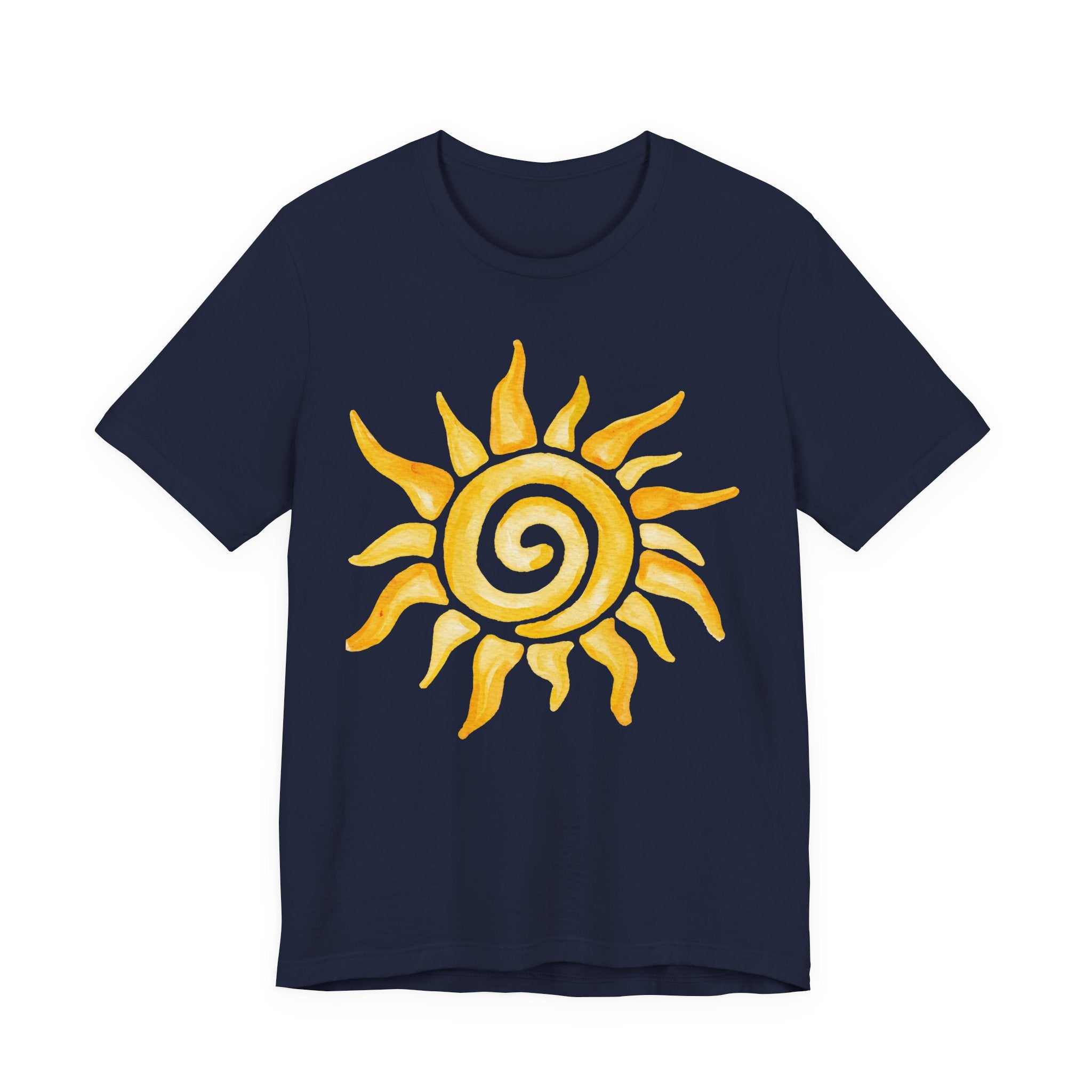 Sunshine Spiral T-Shirt — Watercolor Yellow Sun Graphic Tee