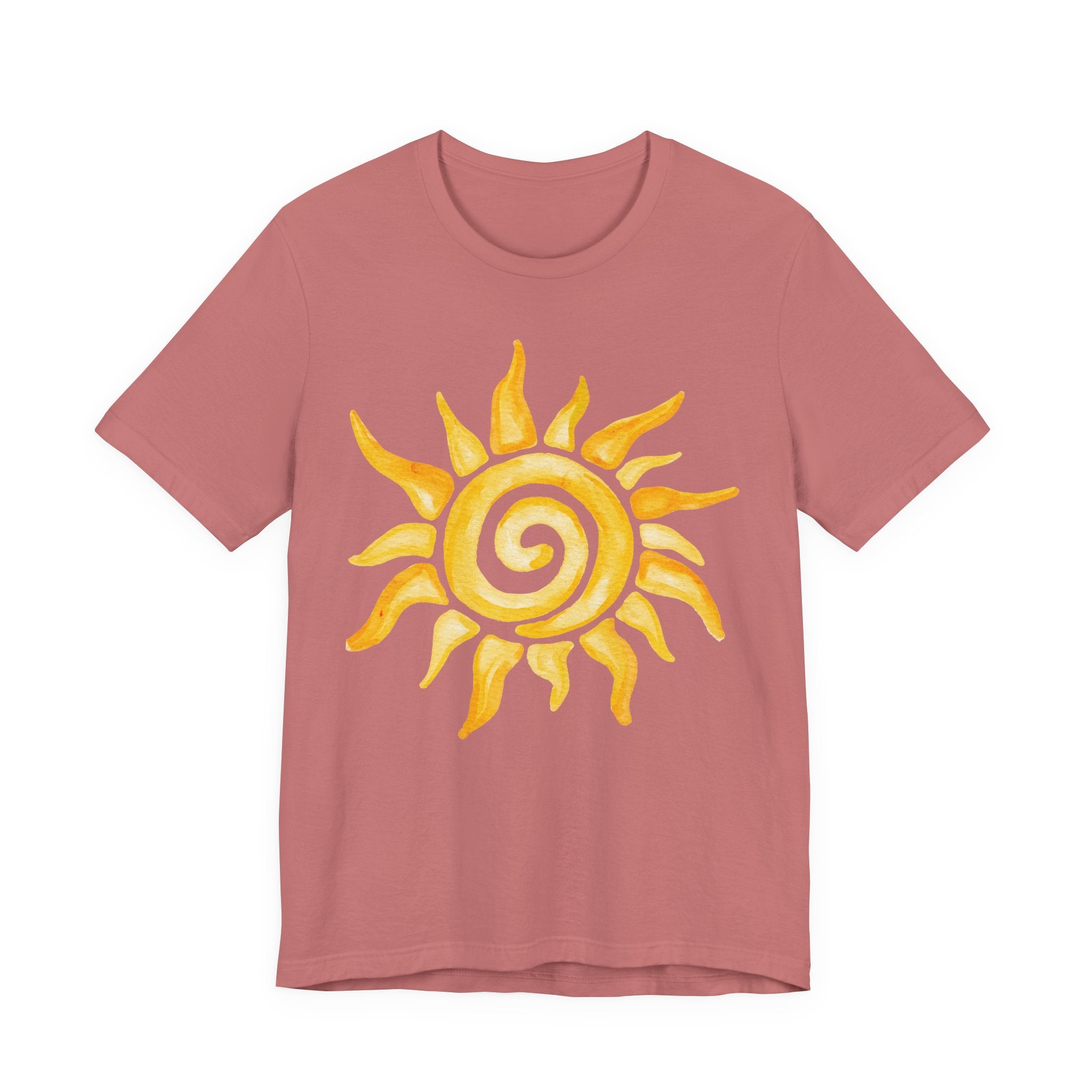 Sunshine Spiral T-Shirt — Watercolor Yellow Sun Graphic Tee