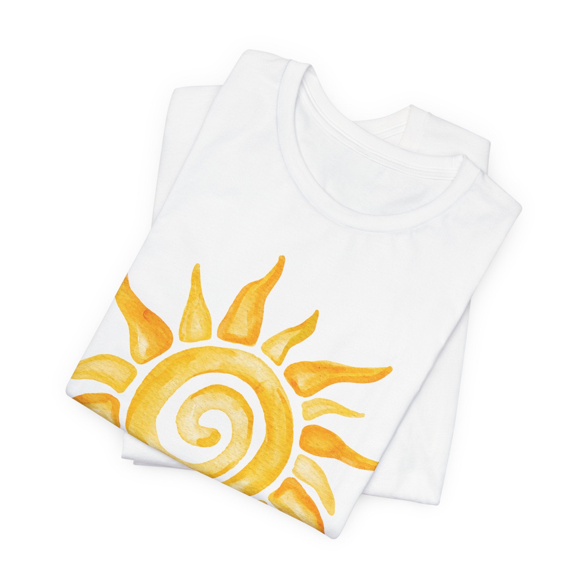 Sunshine Spiral T-Shirt — Watercolor Yellow Sun Graphic Tee