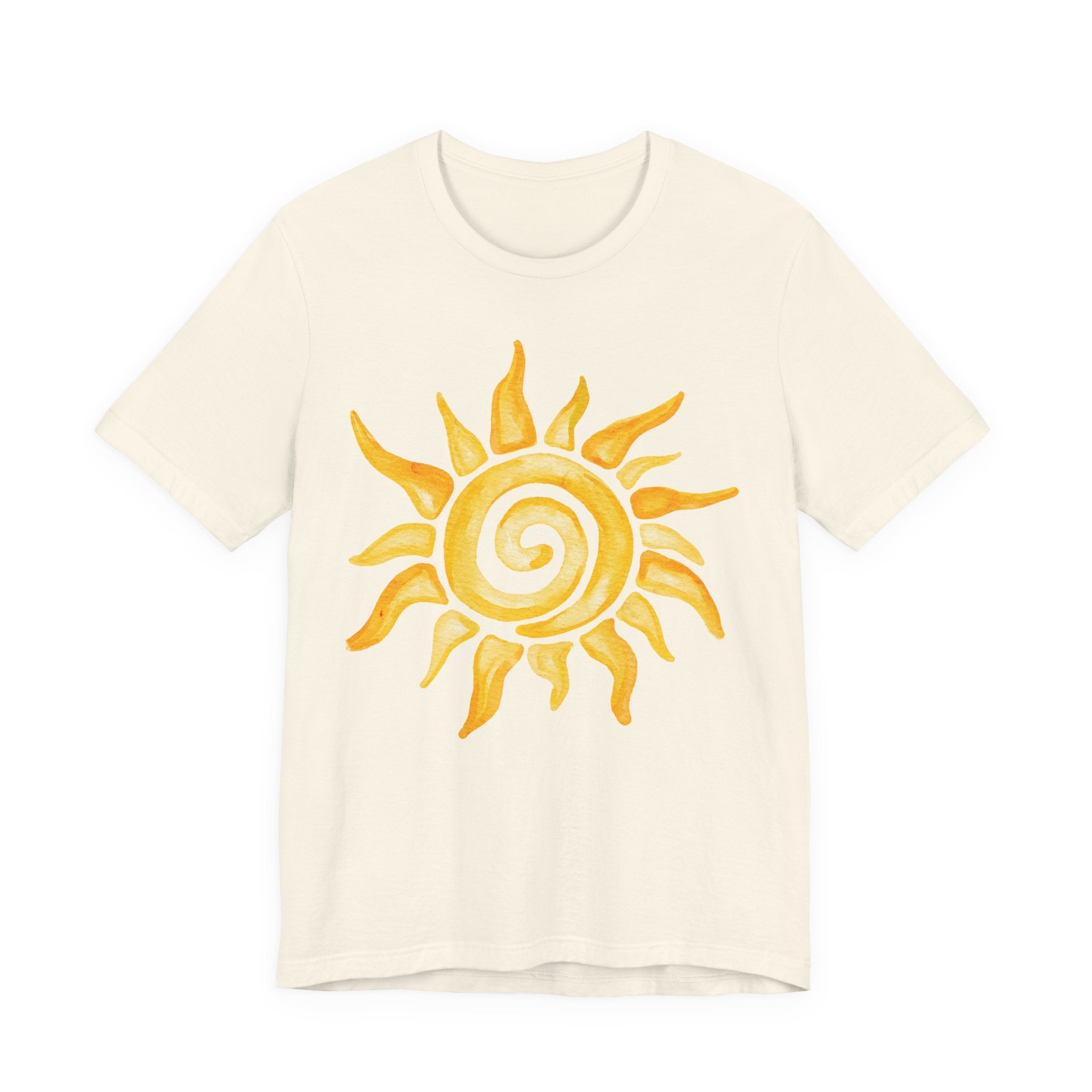 Sunshine Spiral T-Shirt — Watercolor Yellow Sun Graphic Tee