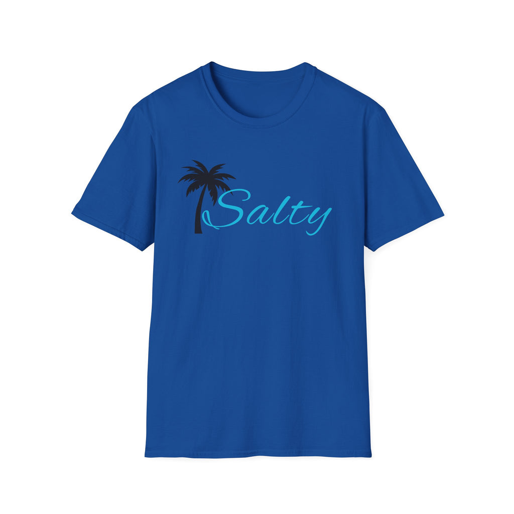 Salty Palm T-Shirt — Beachy Script Tee with Palm Tree Graphic