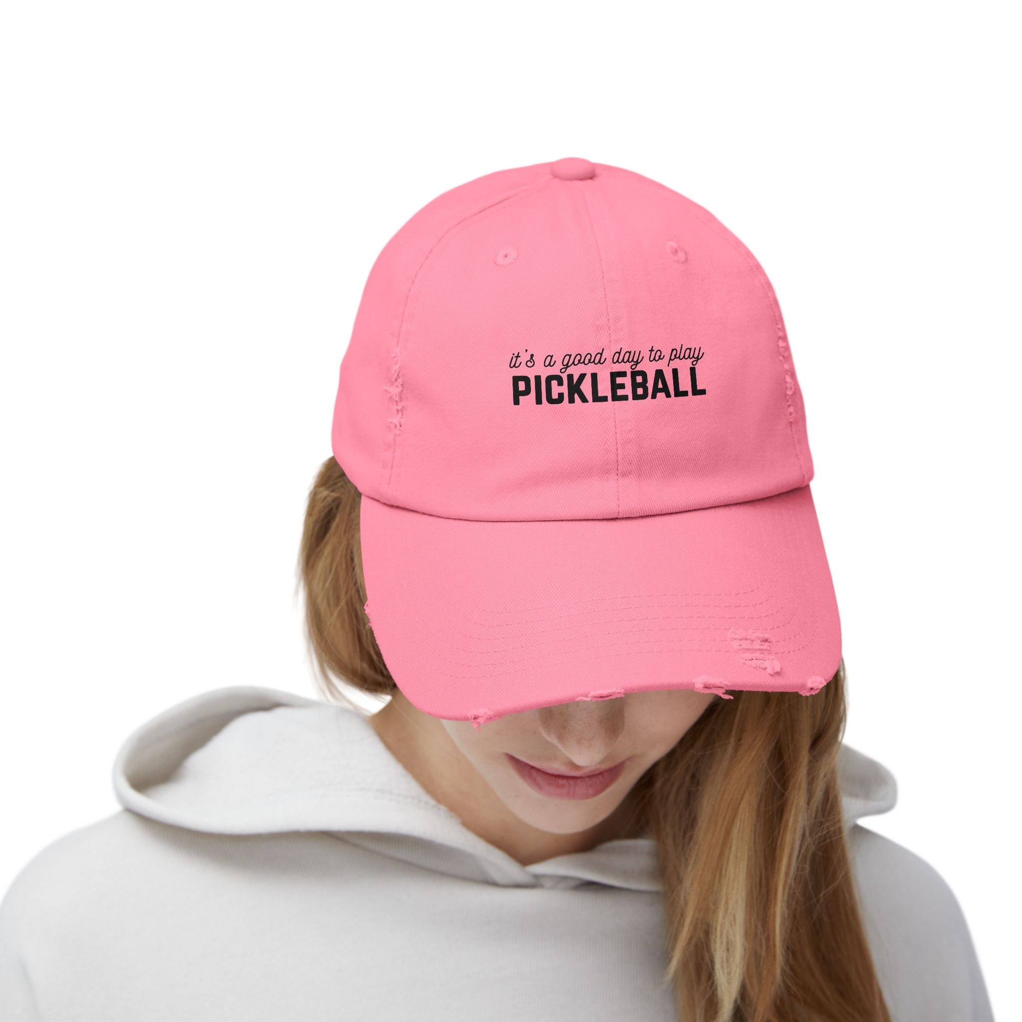 Pickleball Distressed Cap — "It's a Good Day to Play Pickleball" Embroidered Hat