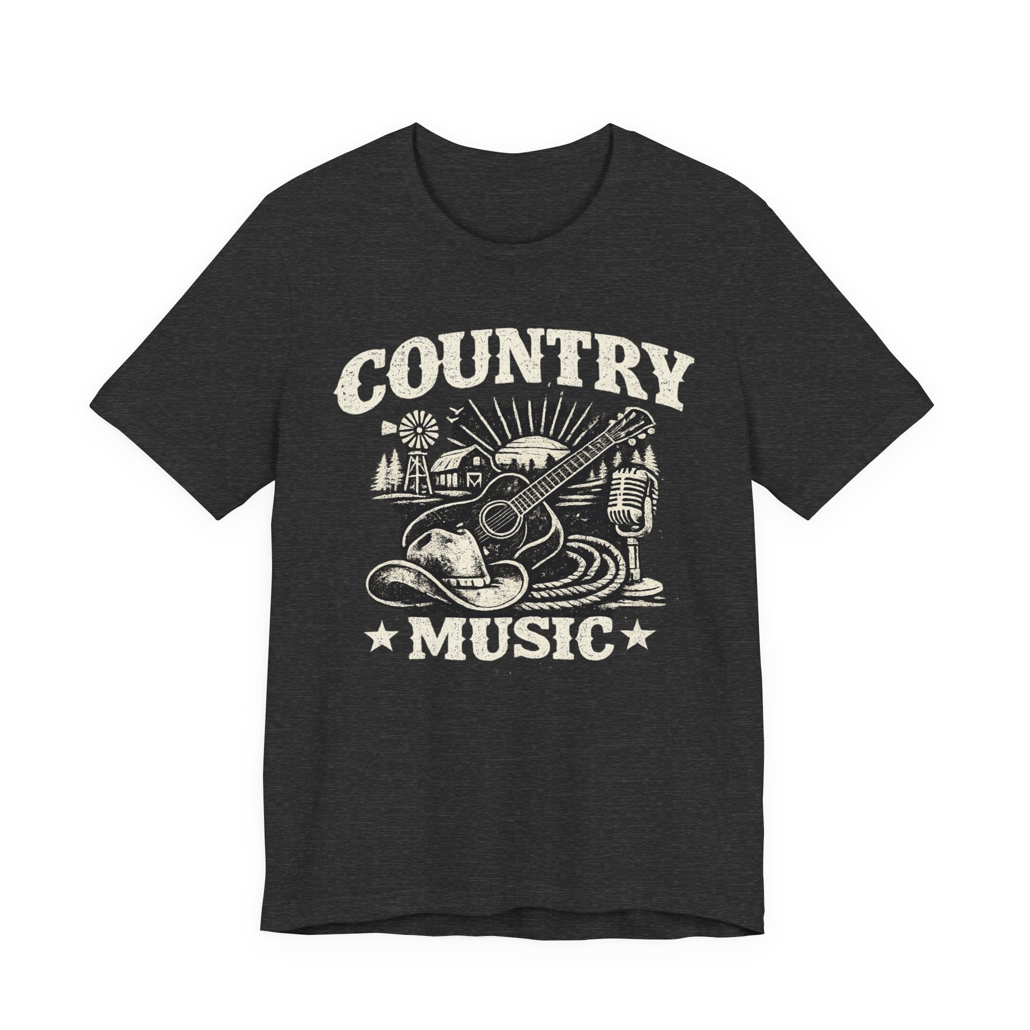 Country Music Graphic Tee – Vintage Guitar & Boots Western T‑Shirt
