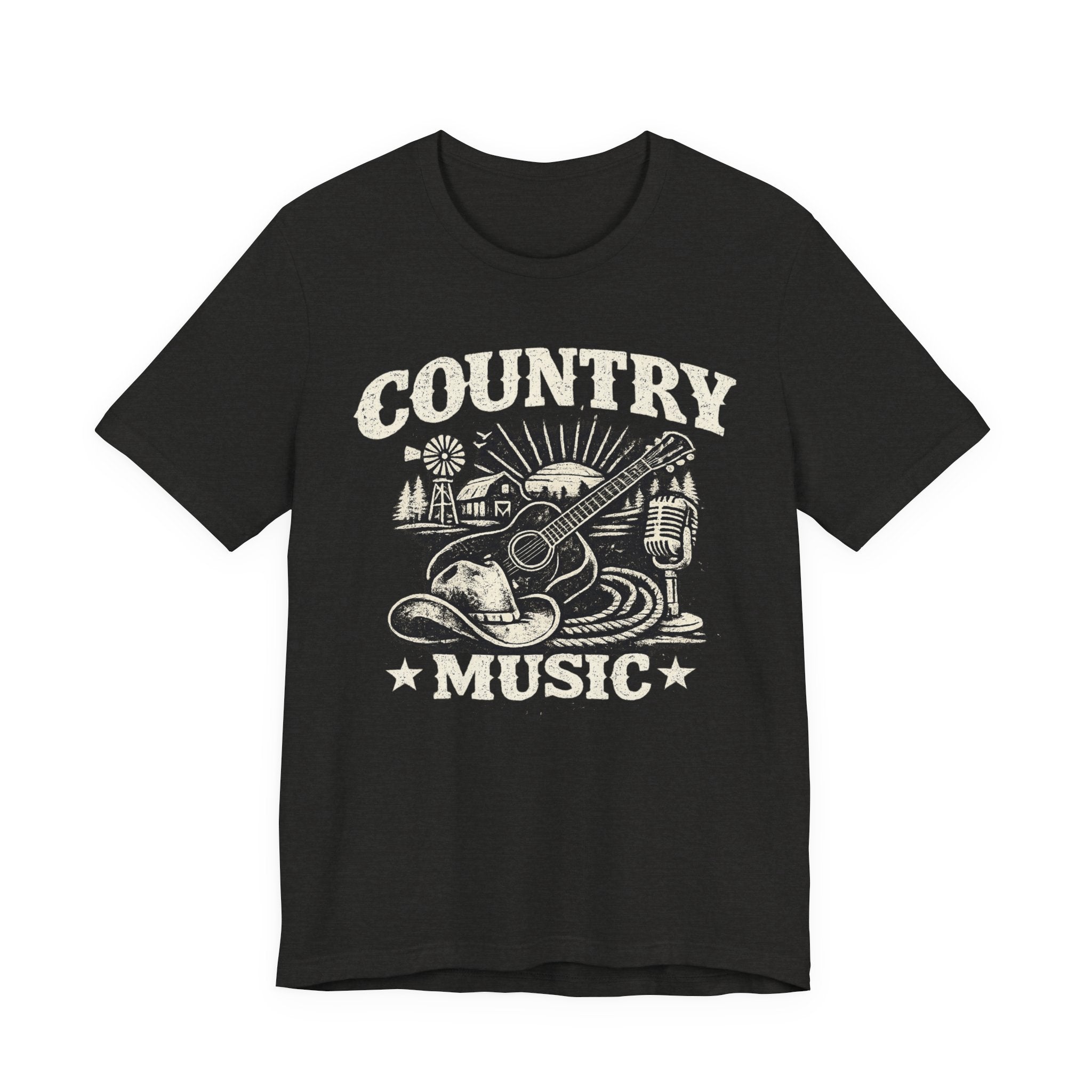 Country Music Graphic Tee – Vintage Guitar & Boots Western T‑Shirt