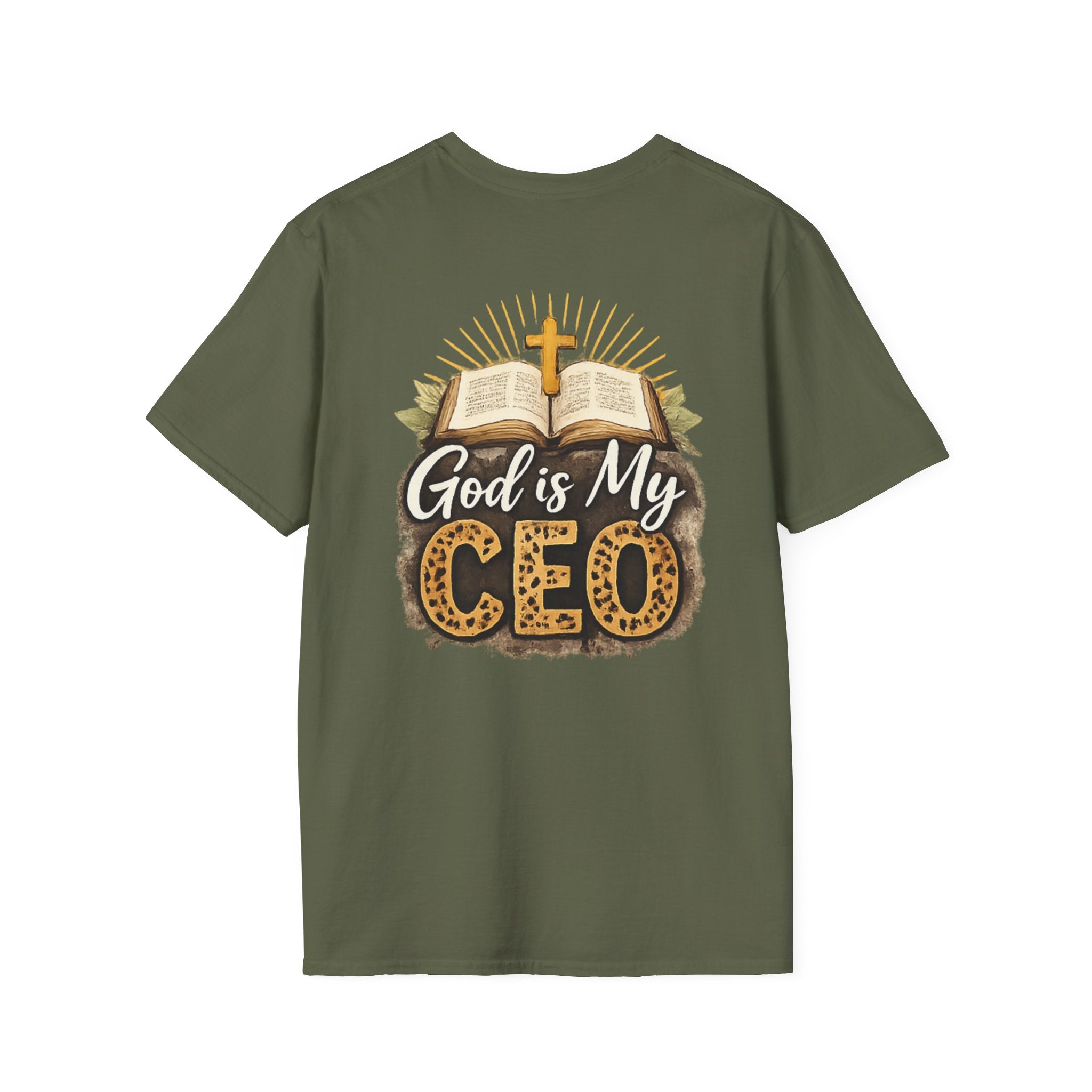 God Is My CEO T-Shirt — Faith-Driven Christian Tee with Bible & Cross Design