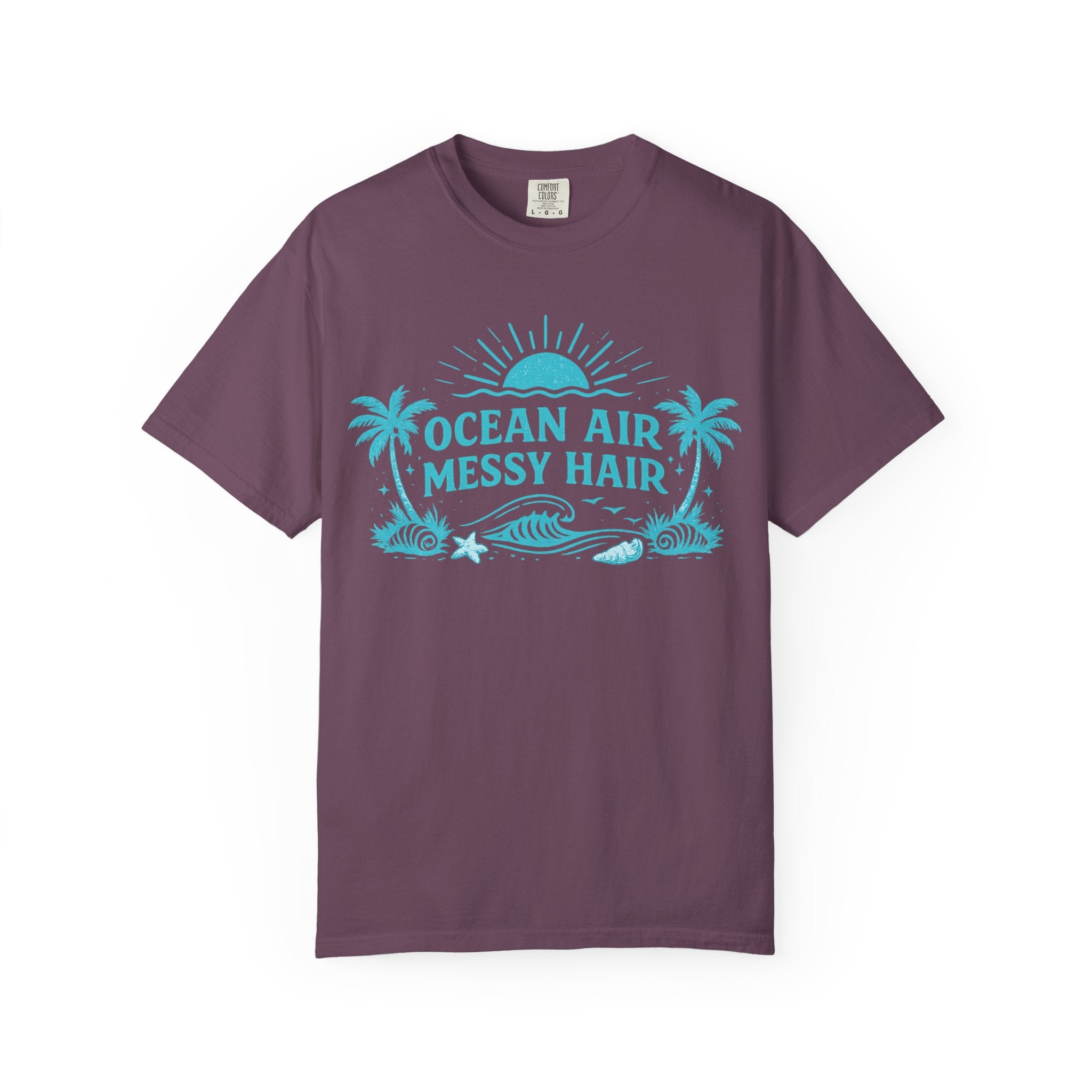 Ocean Air Messy Hair T-Shirt — Beachy Palm Graphic Tee