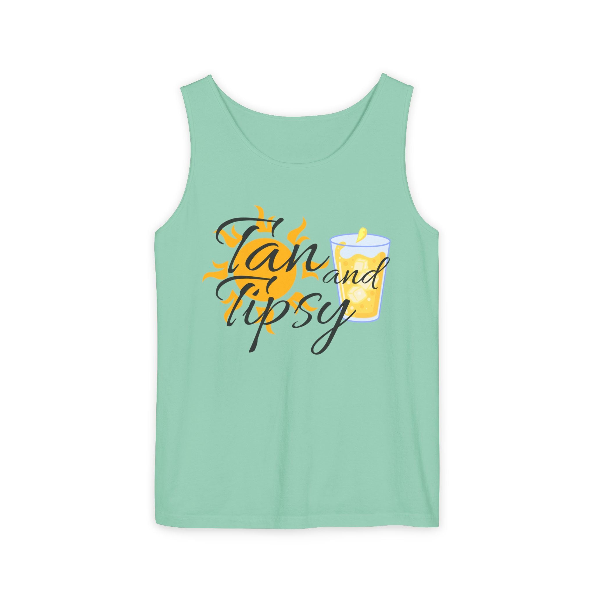 Tan and Tipsy Tank Top — Funny Beach Vacation Drink Shirt