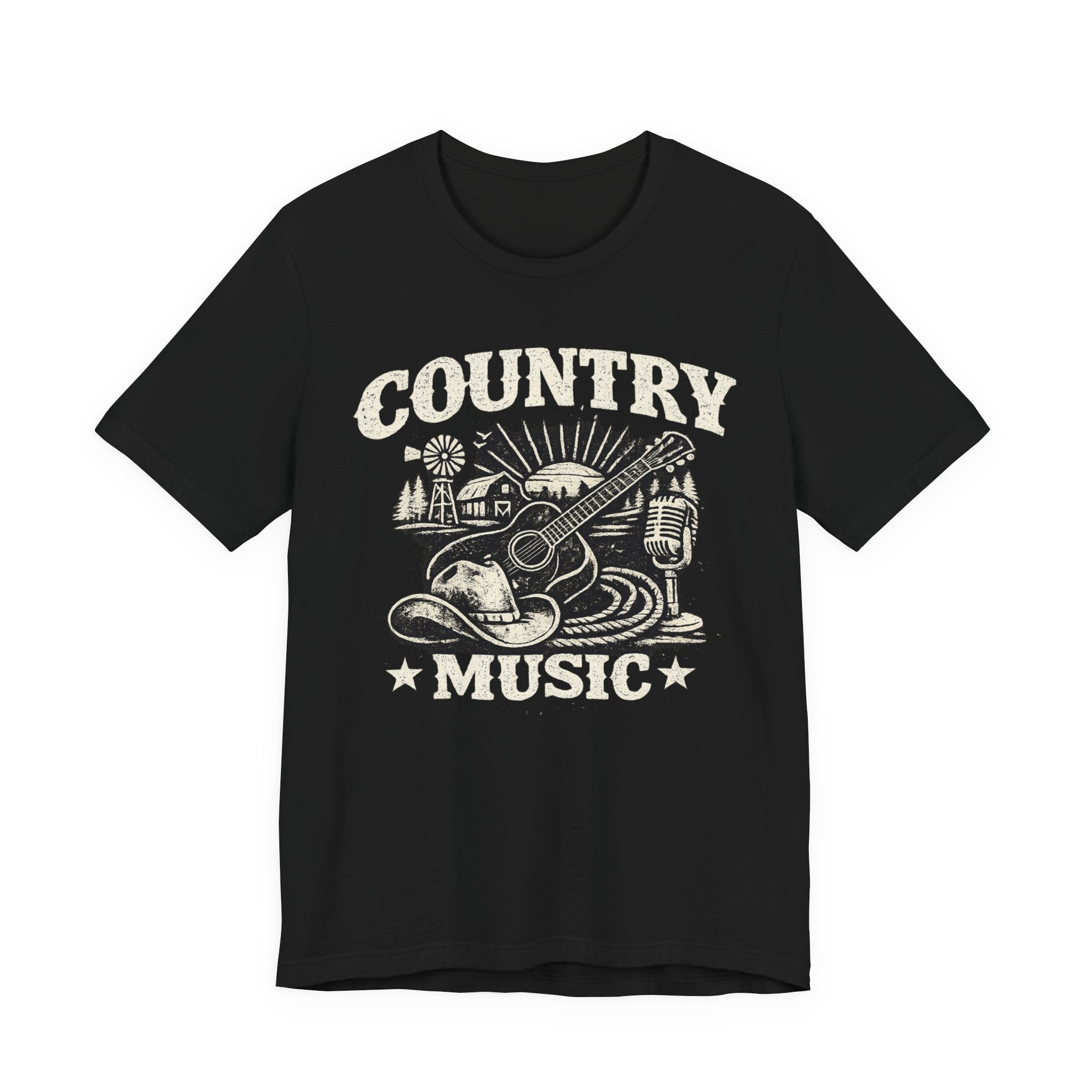 Country Music Graphic Tee – Vintage Guitar & Boots Western T‑Shirt
