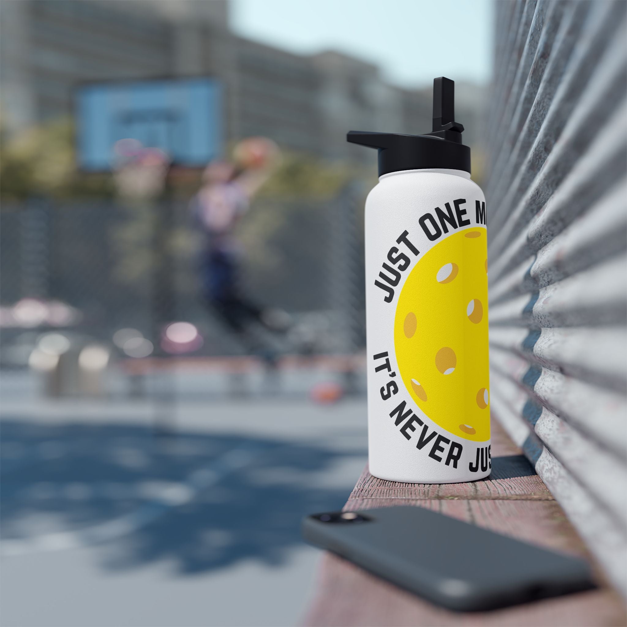 Pickleball Paddle Stainless Steel Water Bottle — "Play Forever. Just One More Game."